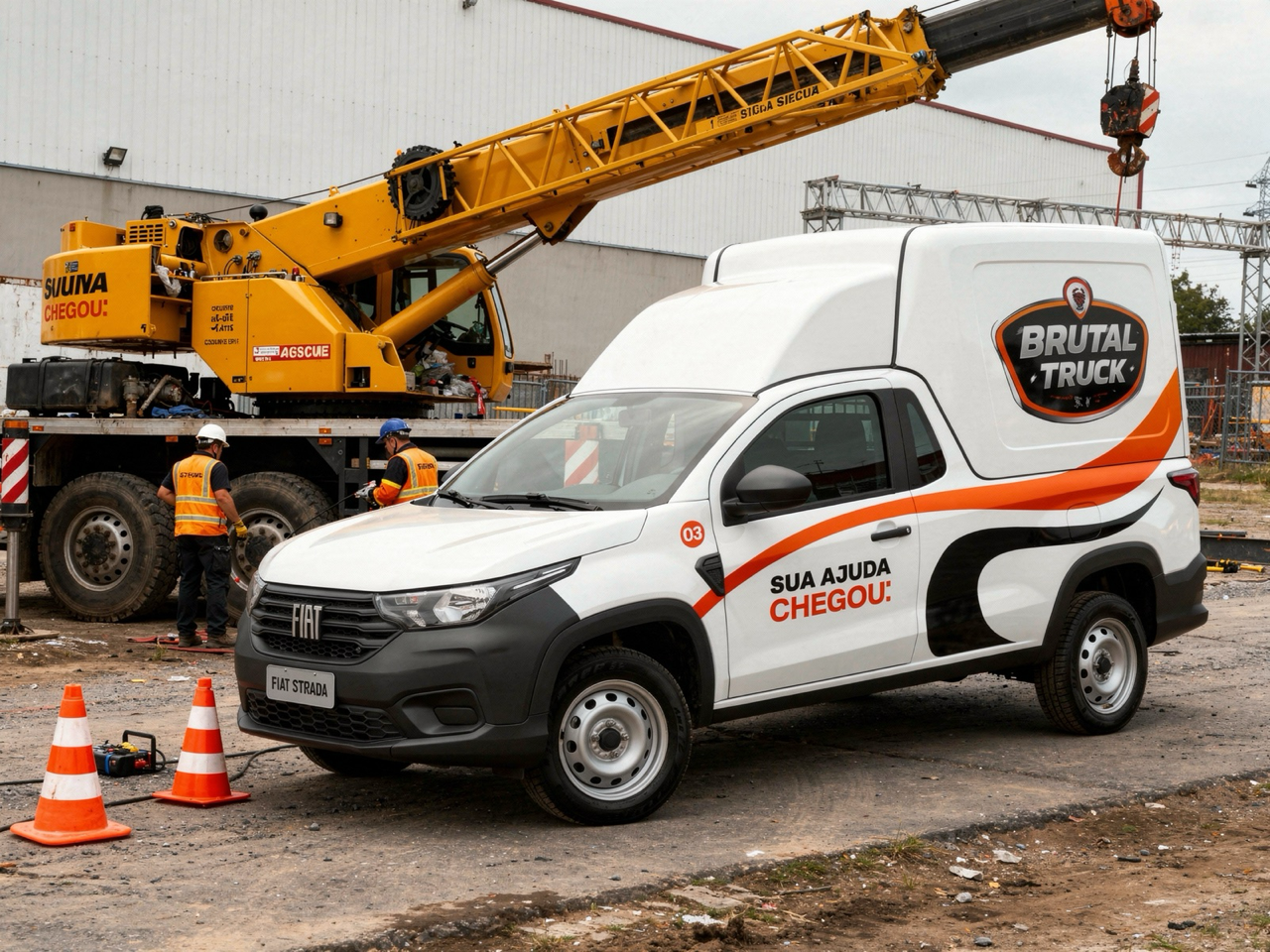 Guindaste em operação com veículo Brutal Truck